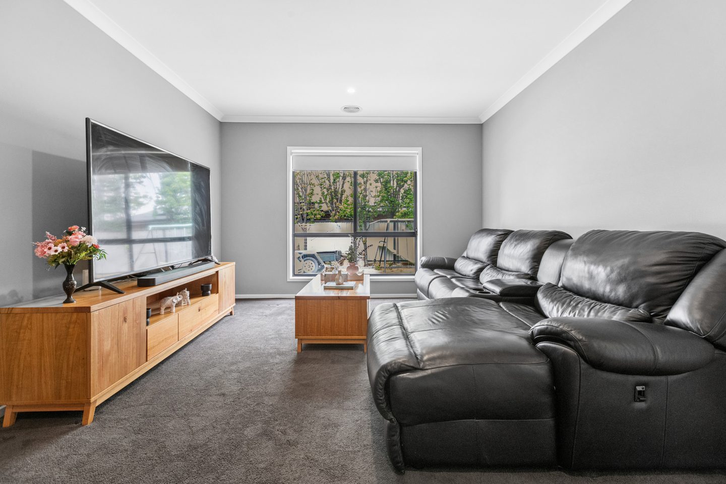 Separate carpeted family room