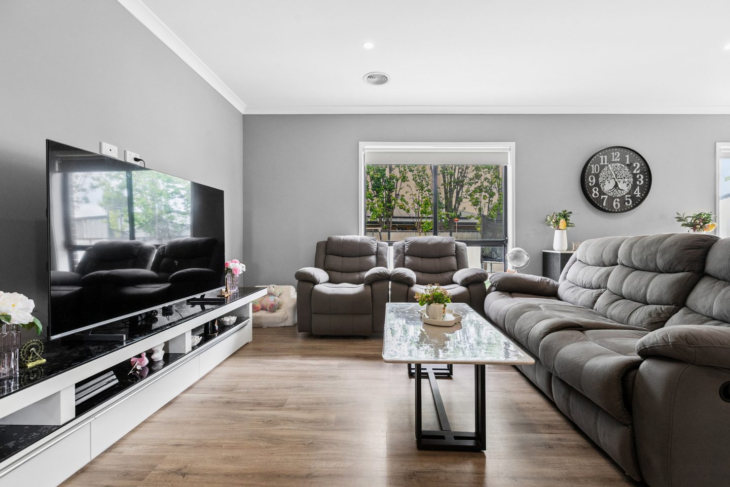 Main living area with garden-facing windows