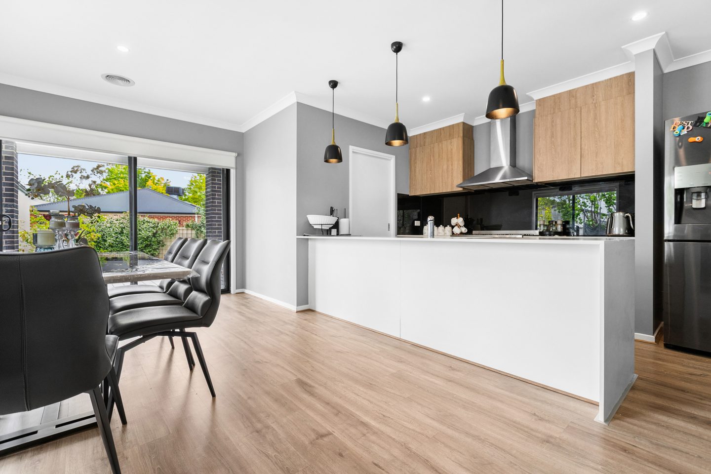 Kitchen island beside the dining area