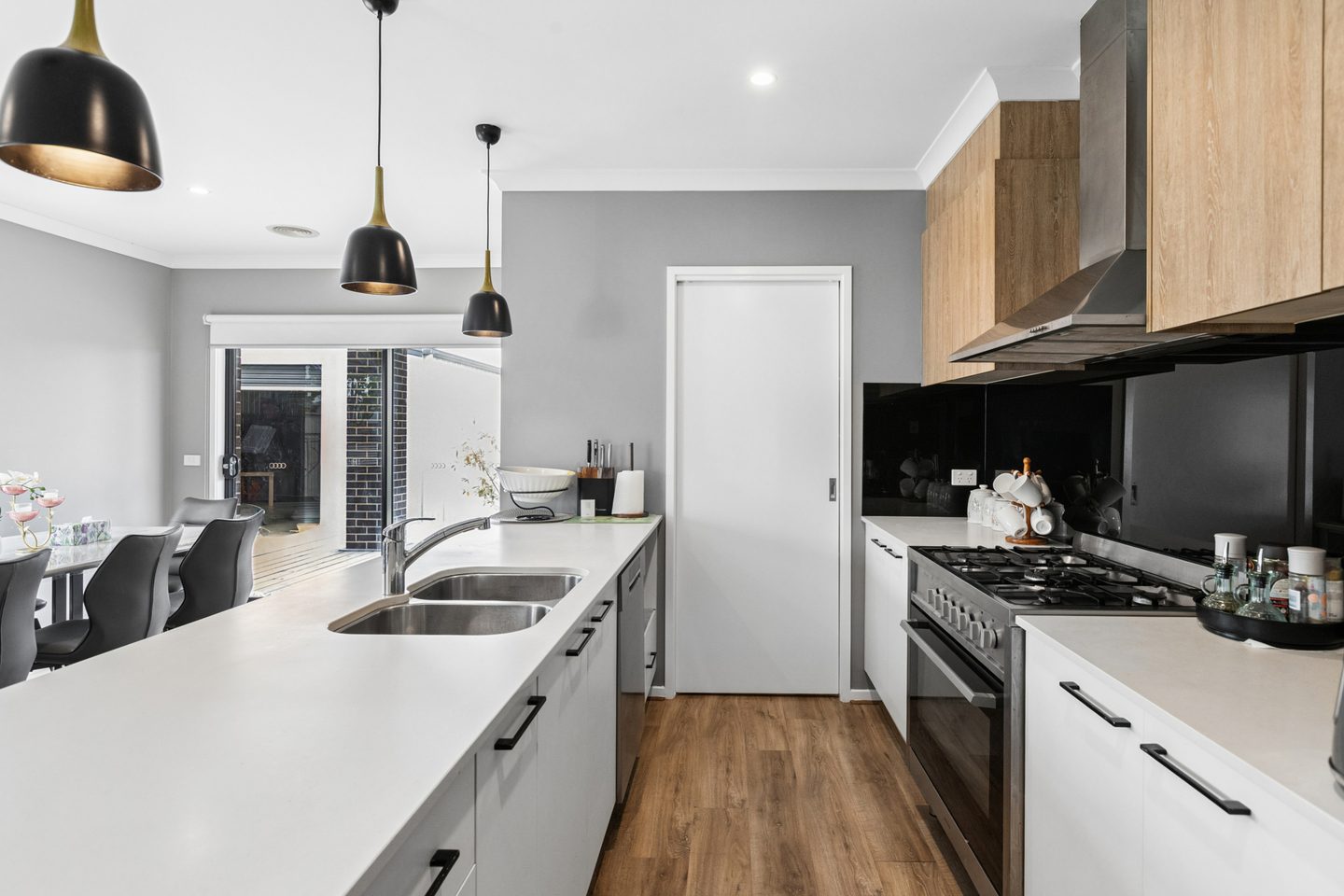 Kitchen benchtops and cooking area