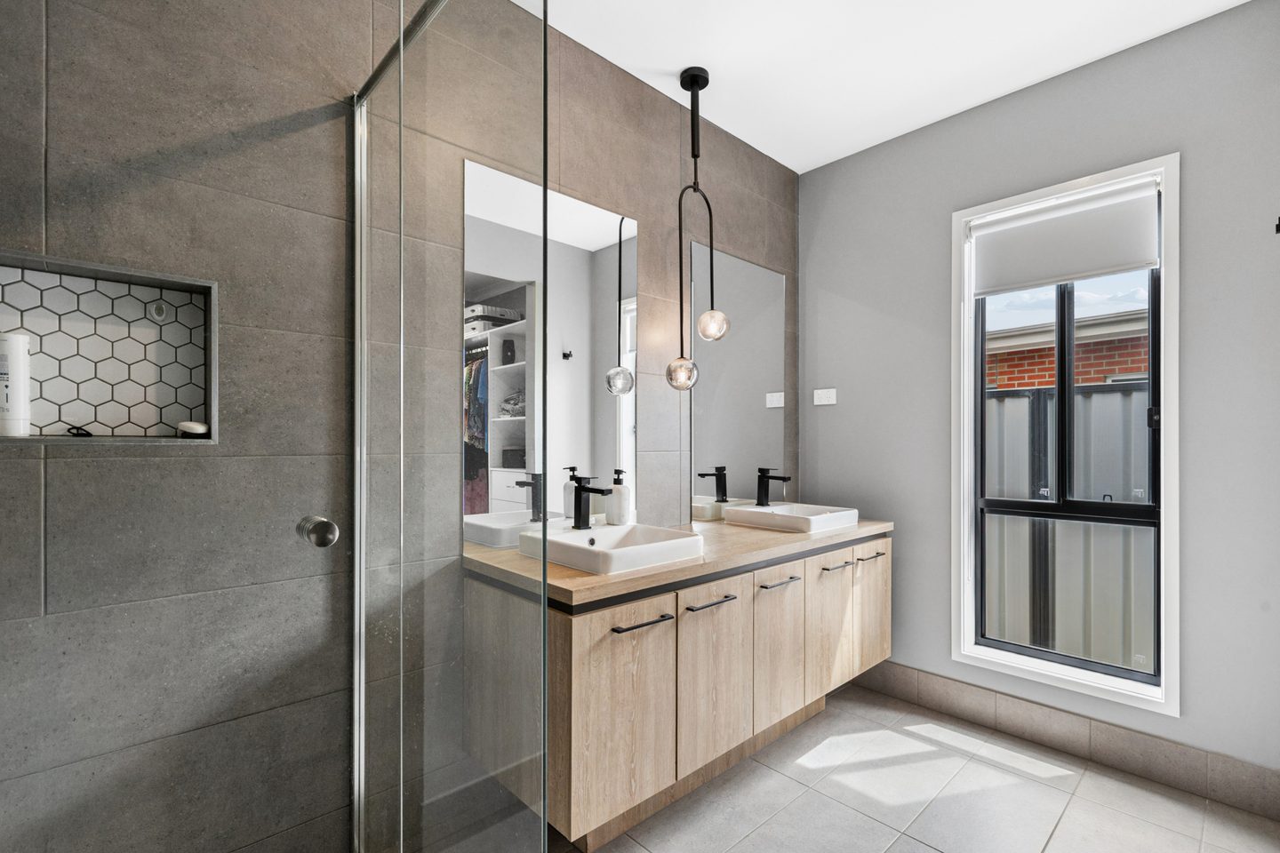 Ensuite with twin basins and shower