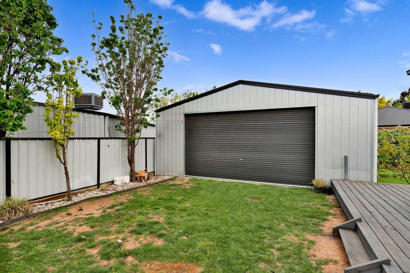 Shed with wide roller door